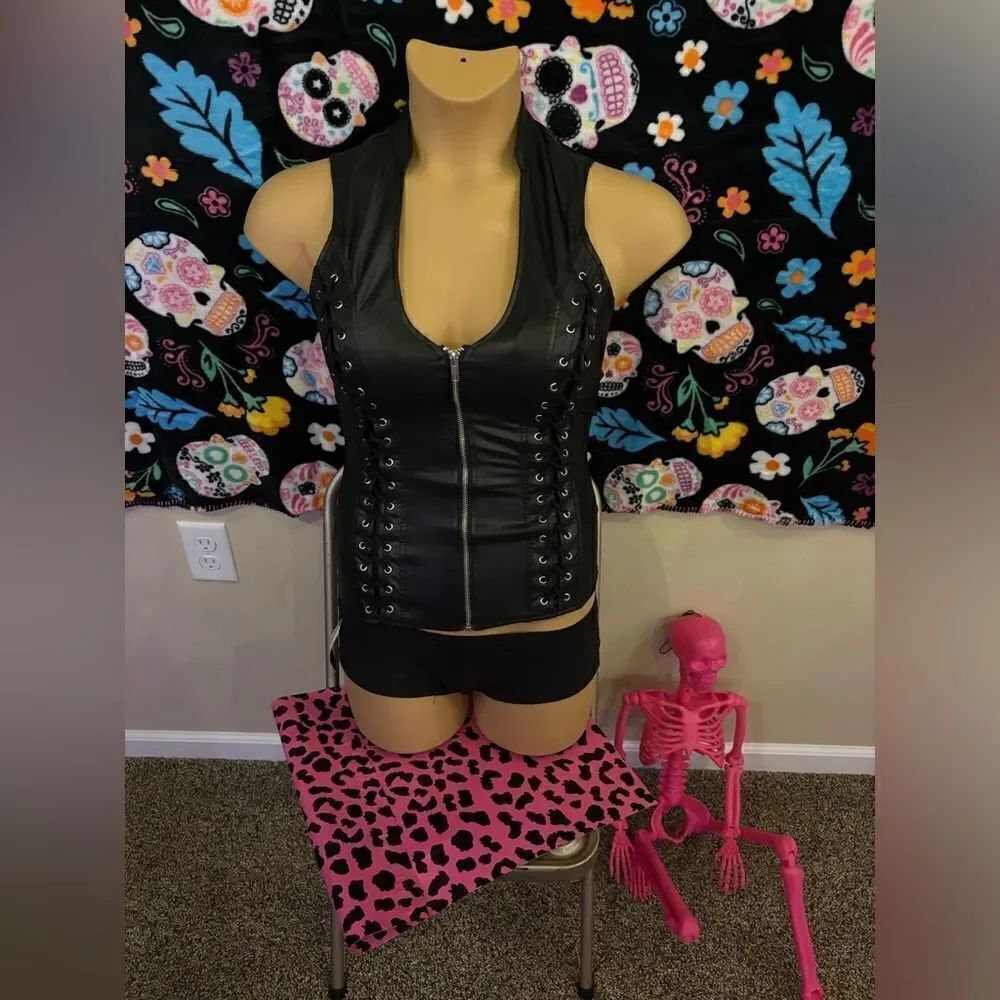 Lydia Lace Up Corset Top in Black